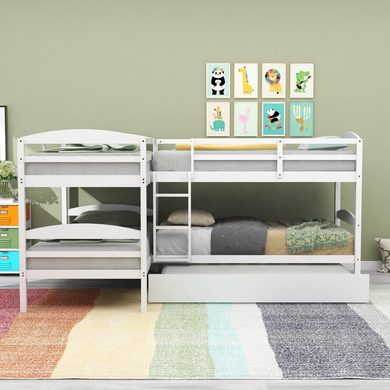 YUNMA Twin Over Twin Triple / Quad Bunk Bed with Trundle by YUNMA Wayfair
